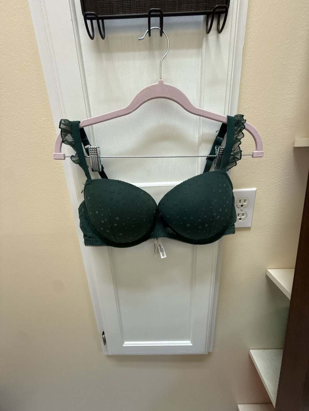 PINK Victoria's Secret Green Star Mesh Ruffle Strap Bra 38D